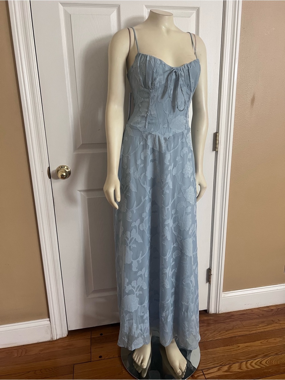 Princess Polly Members Only Maxi Dress Blue Burnout - Picture 11 of 15
